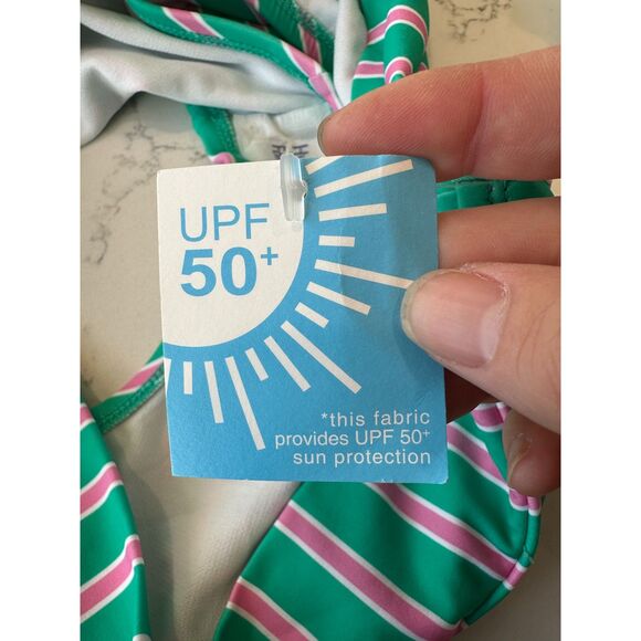 NWT Draper James Prep in your Step Green Pink Stripe Bikini Swimsuit Size Medium - Picture 8 of 10